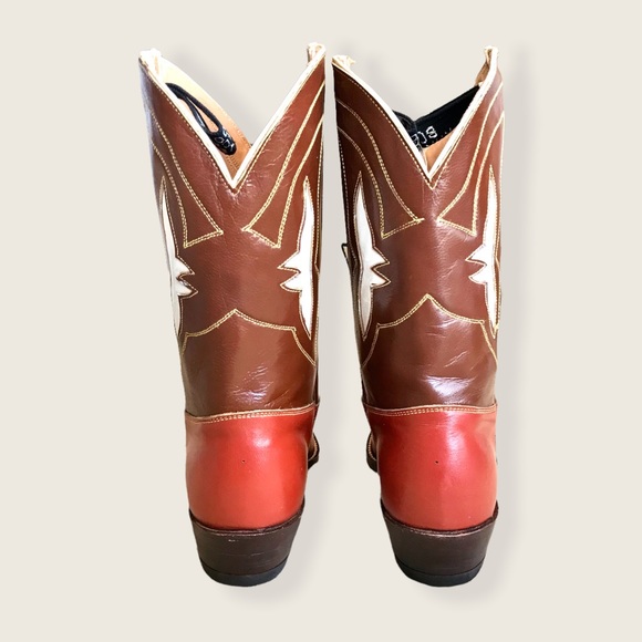 RARE 1950'S Frye Rancher Red/Brown Leather Cowboy Vintage Calf-High Boots - Picture 7 of 16